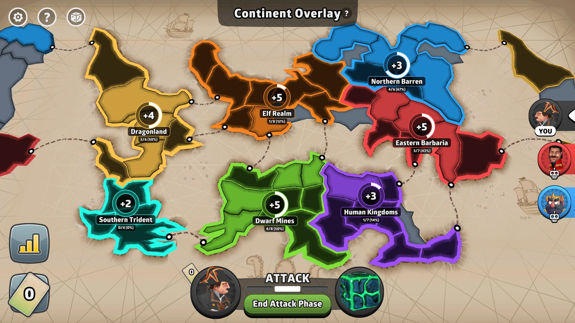Forsaken Lands map from Risk: Global Domination, displaying key regions and troop bonuses.