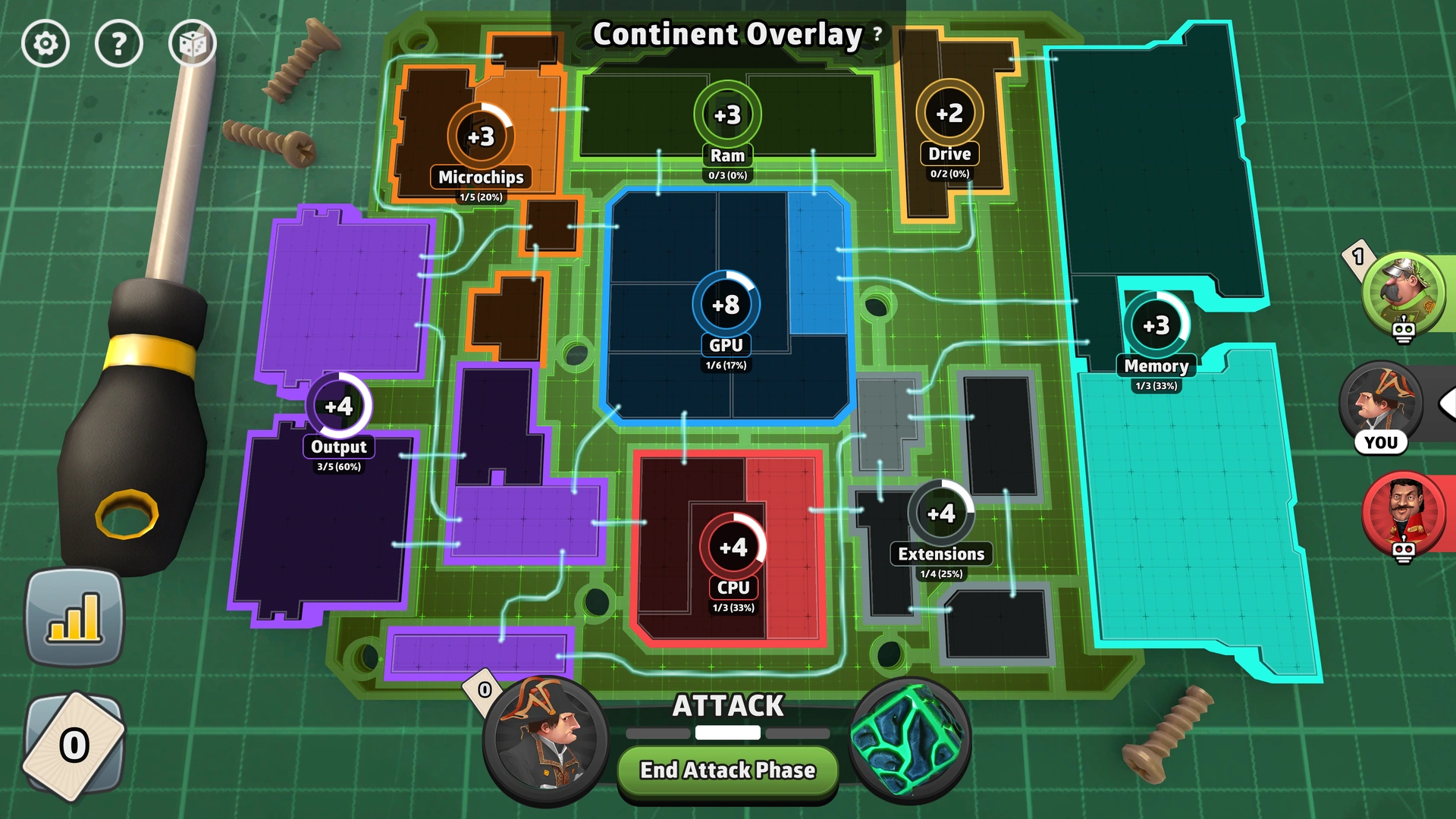 Mother of All Boards map from Risk: Global Domination, displaying key regions and troop bonuses.