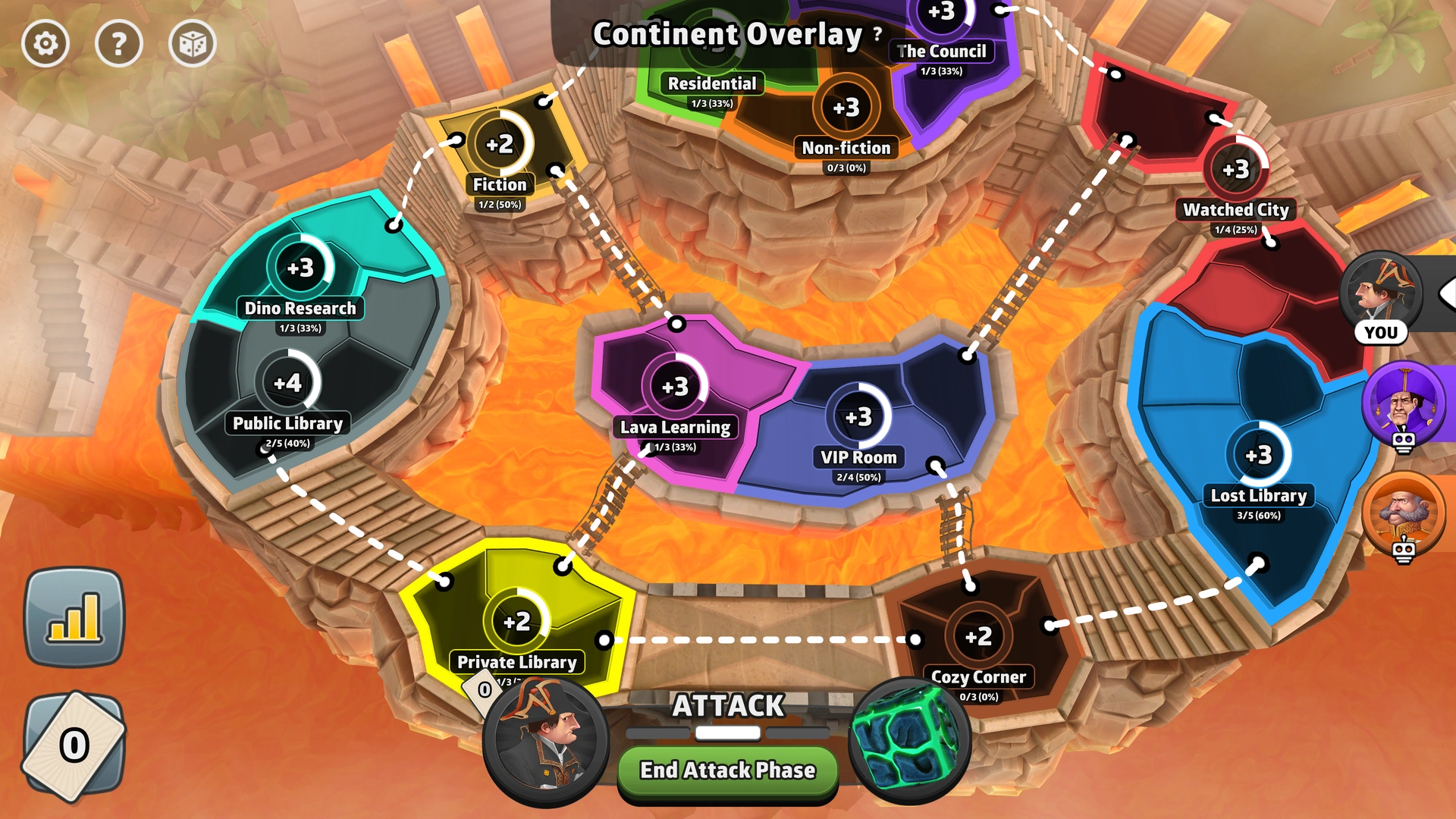 Stairs of Knowledge & Power map from Risk: Global Domination, displaying key regions and troop bonuses.